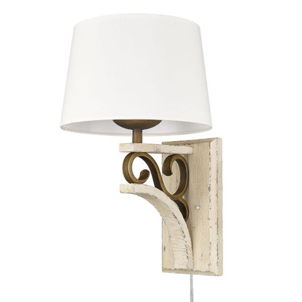 Solay Burnished Chestnut One-Light Wall Sconce with Ivory Linen Shade, image 3